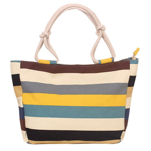 in Europe and America Women's Fashion Handbag Striped Canvas Bag Women's Shoulder Bag Tote Mummy Canvas Bag Big Bag in Europe and America Women's Fashion Handbag Striped Canvas Bag Women's Shoulder Bag Tote Mummy Canvas Bag Big Bag