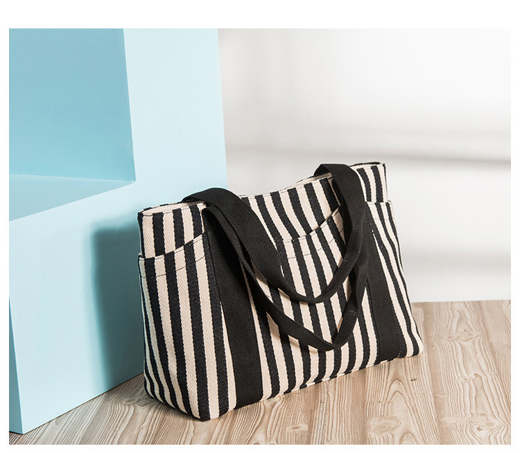 in Europe and America Women's Fashion Handbag Striped Canvas Bag Women's Shoulder Bag Tote Mummy Canvas Bag Big Bag in Europe and America Women's Fashion Handbag Striped Canvas Bag Women's Shoulder Bag Tote Mummy Canvas Bag Big Bag