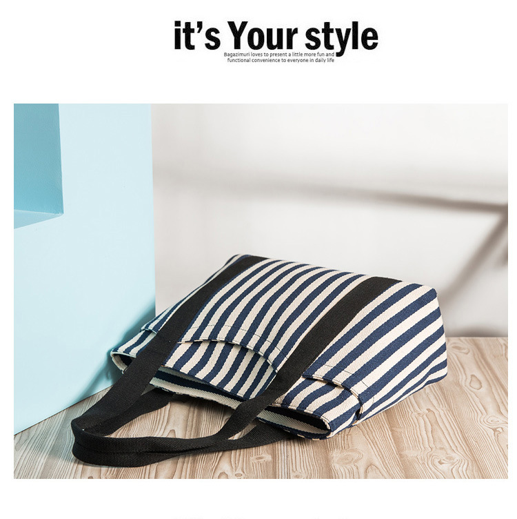in Europe and America Women's Fashion Handbag Striped Canvas Bag Women's Shoulder Bag Tote Mummy Canvas Bag Big Bag in Europe and America Women's Fashion Handbag Striped Canvas Bag Women's Shoulder Bag Tote Mummy Canvas Bag Big Bag