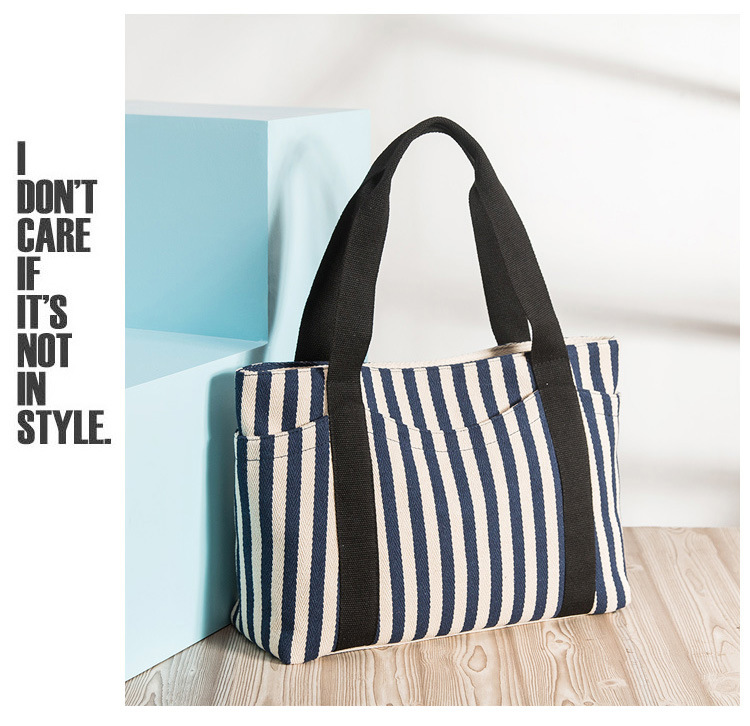 in Europe and America Women's Fashion Handbag Striped Canvas Bag Women's Shoulder Bag Tote Mummy Canvas Bag Big Bag in Europe and America Women's Fashion Handbag Striped Canvas Bag Women's Shoulder Bag Tote Mummy Canvas Bag Big Bag