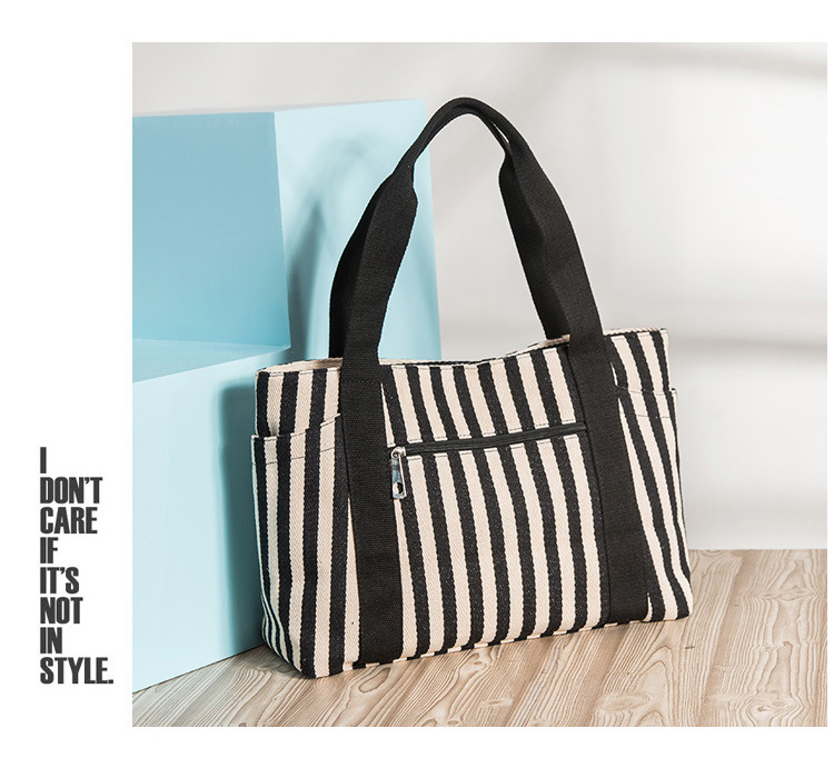 in Europe and America Women's Fashion Handbag Striped Canvas Bag Women's Shoulder Bag Tote Mummy Canvas Bag Big Bag in Europe and America Women's Fashion Handbag Striped Canvas Bag Women's Shoulder Bag Tote Mummy Canvas Bag Big Bag
