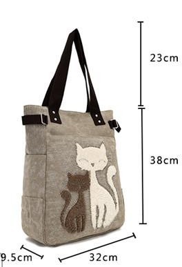 Velvet Rhinestone Cat Canvas Bag Korean Style Women's Handbag Large Capacity Single-Shoulder Canvas Bag Velvet Rhinestone Cat Canvas Bag Korean Style Women's Handbag Large Capacity Single-Shoulder Canvas Bag