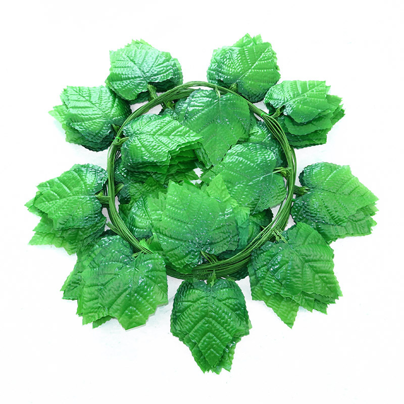 Artificial Grape Leaves Fake Flower Rattan and Vine Plant Leaves Green Leaf Water Pipe Ceiling Decorative Plastic Green Radish Winding
