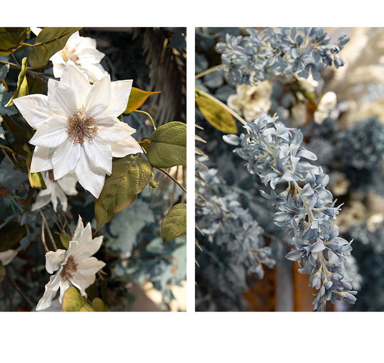 Blue Color Wedding Simulation Flower Party Reception Decorative Fake Flower Wedding Set Ceiling Road Lead Flower Factory Wholesale
