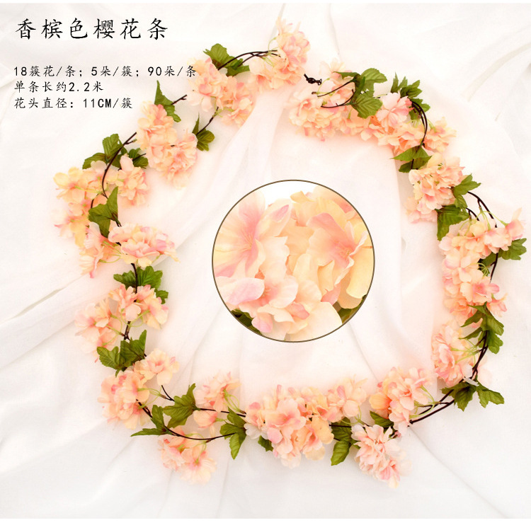 Flower String CrossBorder HANAFUJI Wedding Celebration Living Room Layout Ceiling Fake Flower and Decorative Flower Flower String CrossBorder HANAFUJI Wedding Celebration Living Room Layout Ceiling Fake Flower and Decorative Flower