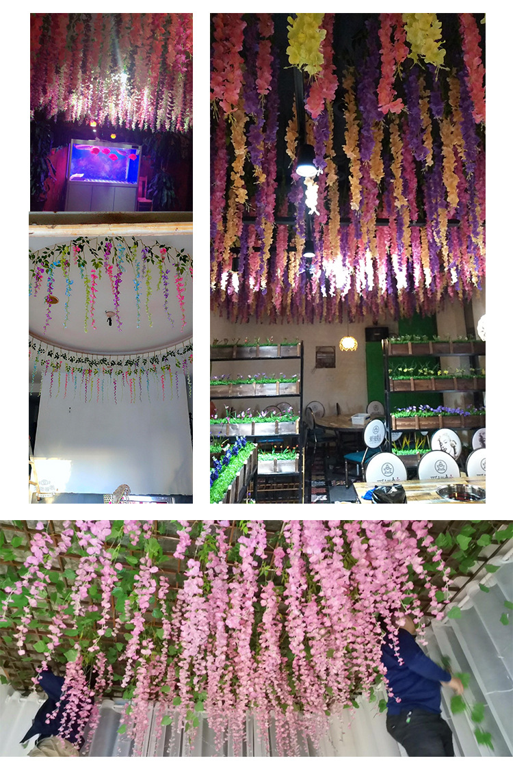 Artificial Wisteria Fake Flower Violet Ceiling HANAFUJI Encryption Indoor Wedding Celebration Decoration Rattan Plastic Vine Plant Artificial Wisteria Fake Flower Violet Ceiling HANAFUJI Encryption Indoor Wedding Celebration Decoration Rattan Plastic Vine Plant
