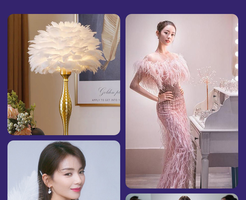 Supply Ostrich Feather 15-20cm Ostrich Feather Decorative Feather Net Red Wall Yiwu in Stock Wholesale Ostrich Hair