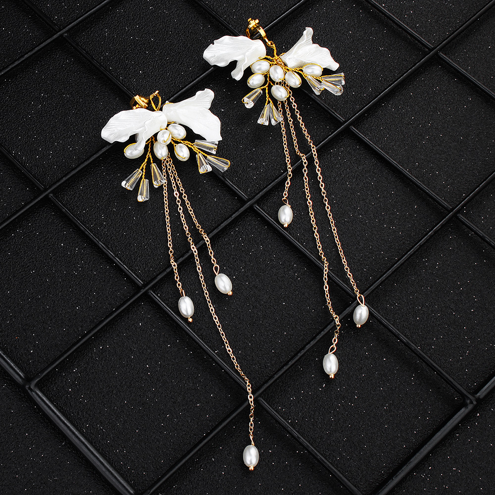 Korean Style Bridal Wedding Dress Headdress Crystal Headdress Flower Alloy Crown Headband Petal Pearl Ear Clip Set Wholesale Korean Style Bridal Wedding Dress Headdress Crystal Headdress Flower Alloy Crown Headband Petal Pearl Ear Clip Set Wholesale