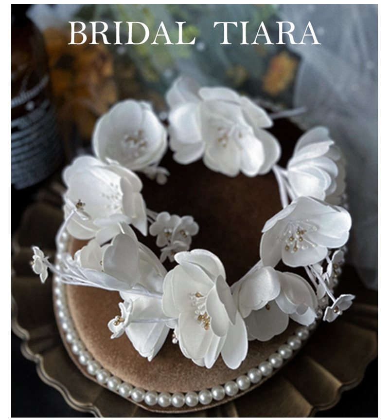 2021 Korean Style Wine Red Petal Headband Bride Wedding Toast Dress Dinner Dress Photography Headdress Flower Ornament