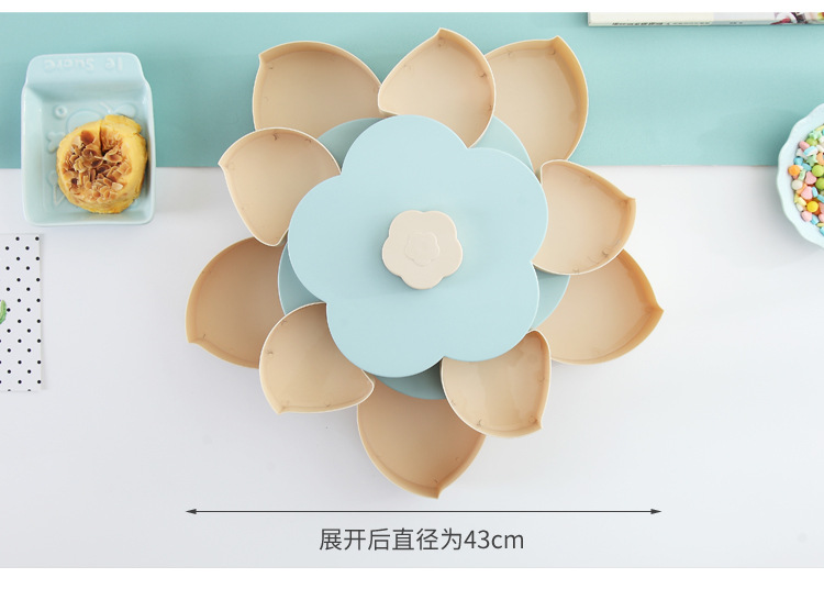 Wedding Wedding Candies Box Plastic Tray Creative Petal Rotary Candy Plate Double Layer Rotating Fruit Plate