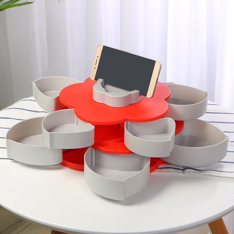 European creative double rotating candy box rotating fruit tray wedding candy box plastic fruit tray petal fruit tray