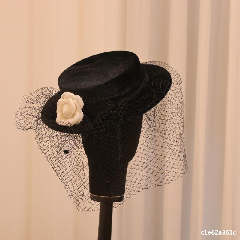New French Style Camellia Hepburn Top Hat Flower Dome Vintage Mesh Gold Wedding Hat New French Style Camellia Hepburn Top Hat Flower Dome Vintage Mesh Gold Wedding Hat