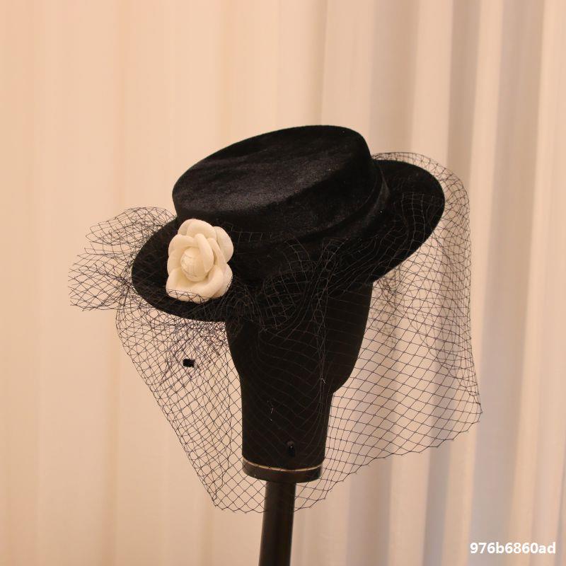 New French Style Camellia Hepburn Top Hat Flower Dome Vintage Mesh Gold Wedding Hat New French Style Camellia Hepburn Top Hat Flower Dome Vintage Mesh Gold Wedding Hat