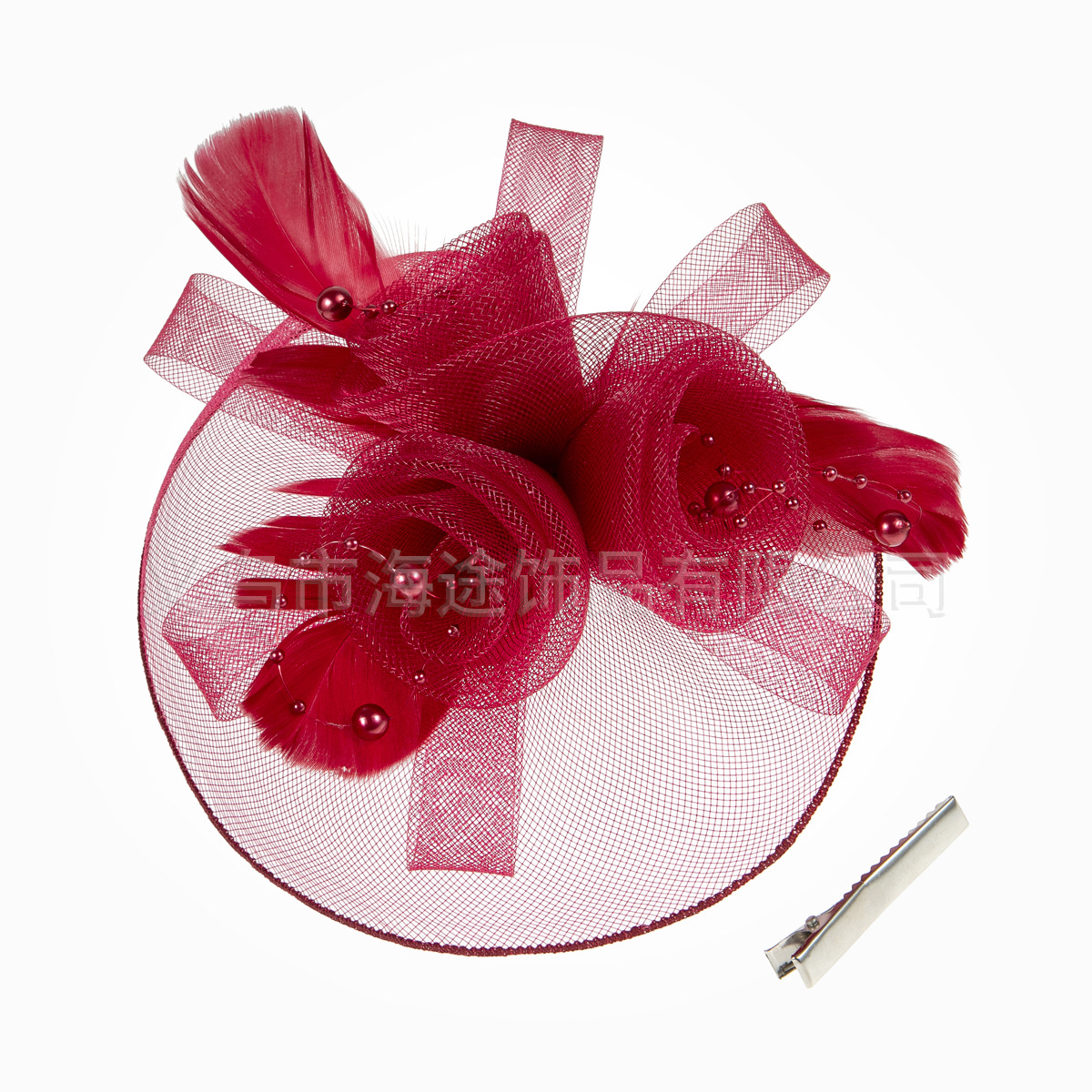 Amazon New Mesh Pearl Flower Hat Vintage Style Wedding Modeling Headdress Dress Accessories Manufacturer