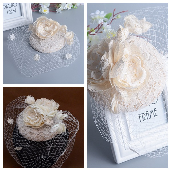 Wedding Hat  Billycock Women's Republic of China Style Dress Hat Bridal Mesh Cap Mesh Versatile Dress Headdress