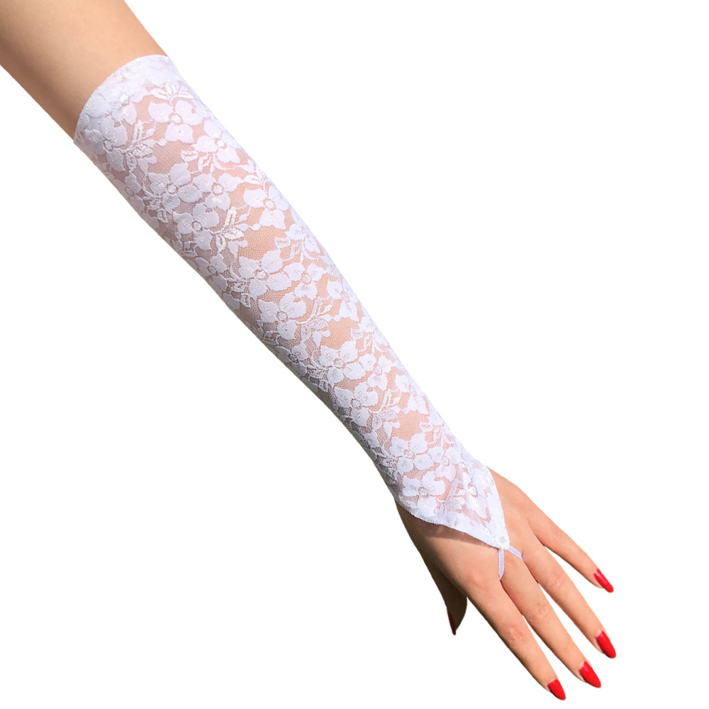 Bridal Wedding Dress Accessories Hook Finger Light Diamond Lace Gloves Long European Wedding Gloves