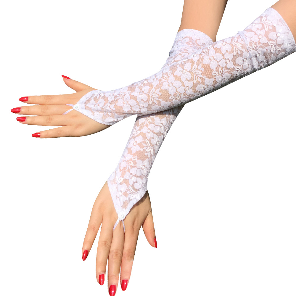 Bridal Wedding Dress Accessories Hook Finger Light Diamond Lace Gloves Long European Wedding Gloves Bridal Wedding Dress Accessories Hook Finger Light Diamond Lace Gloves Long European Wedding Gloves