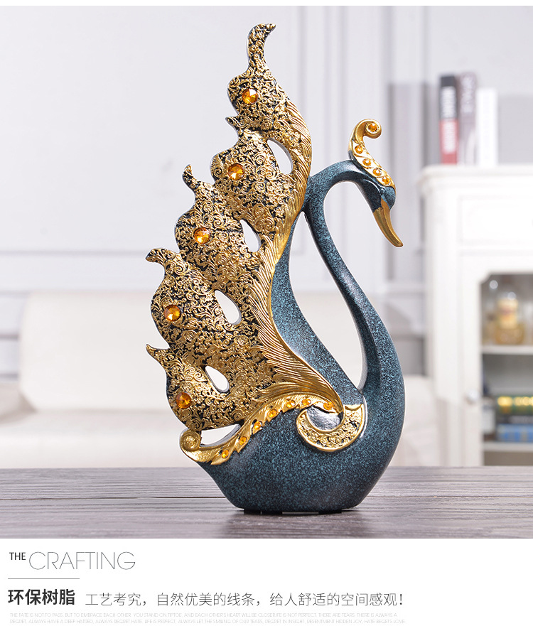 Crafts European Couple Swan Home Decorations Wedding Gifts Business Wine Cabinet Decorations...