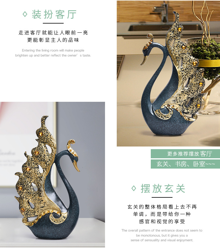 Crafts European Couple Swan Home Decorations Wedding Gifts Business Wine Cabinet Decorations...