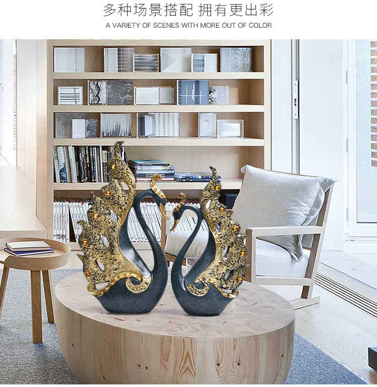 Crafts European Couple Swan Home Decorations Wedding Gifts Business Wine Cabinet Decorations...