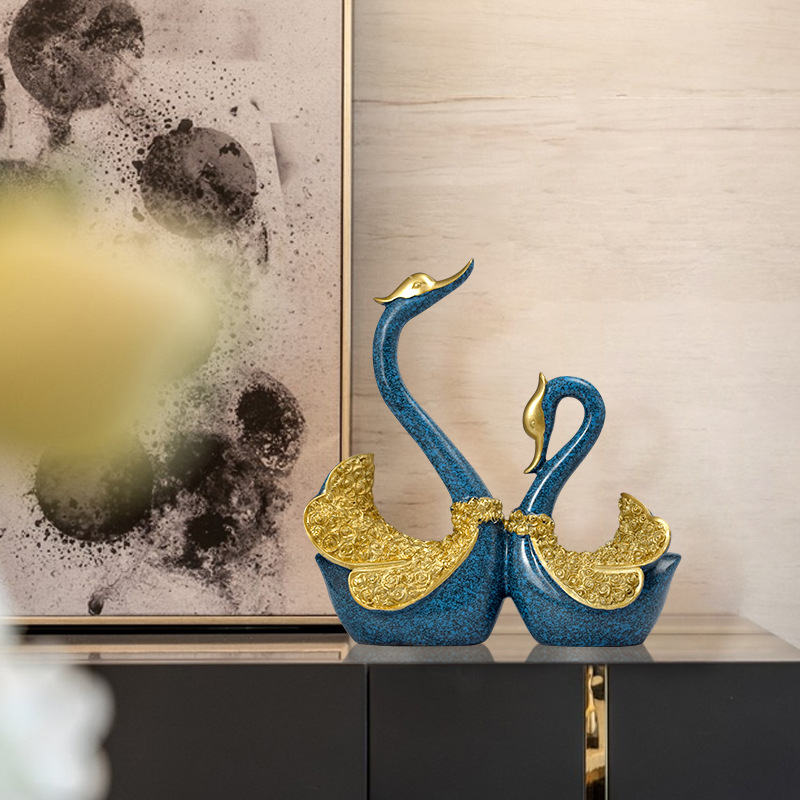 Factory Direct Sales Resin Crafts European Couple Swan Creative Decoration Home Wine Cabinet Decorations Wedding Gifts