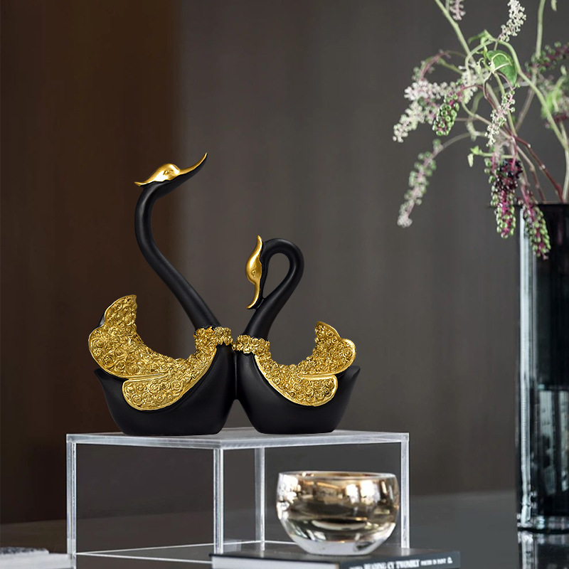 Factory Direct Sales Resin Crafts European Couple Swan Creative Decoration Home Wine Cabinet Decorations Wedding Gifts