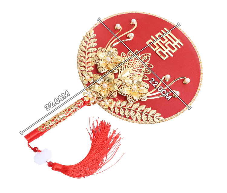 Finished Gift Box Ancient Style Bride Circular Fan Chinese Classical Wedding Xiuhe Clothing Bridal Bouquet Fan Photography Props