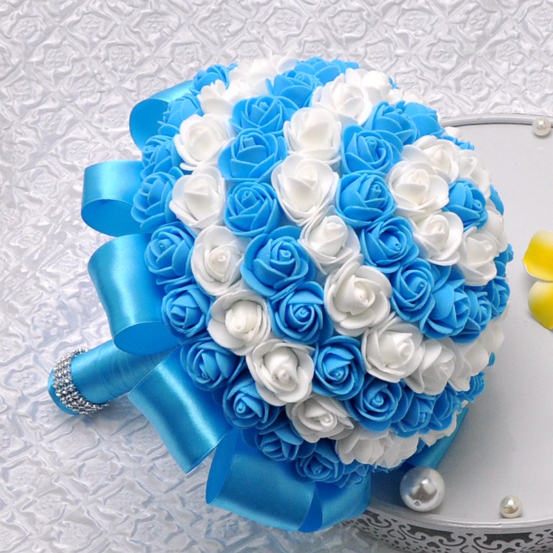 Aliexpress sales bridal bouquet candy color PE rose bridesmaid bouquet support customization