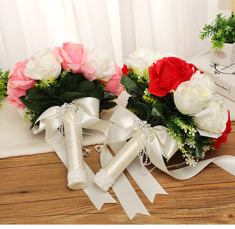 Bridal Bouquet Artificial/Fake Flower Bride and Bridesmaid Wedding Bridal Gown Photography Props Home Desktop Props Ornamental Flower