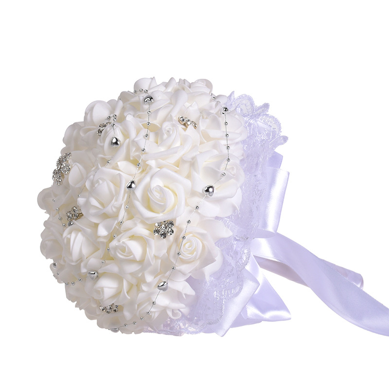 Korean Style White PE Artificial Flower Wedding Bridal Bouquet New European and American Western-Style Wedding Supplies Wedding Bouquet