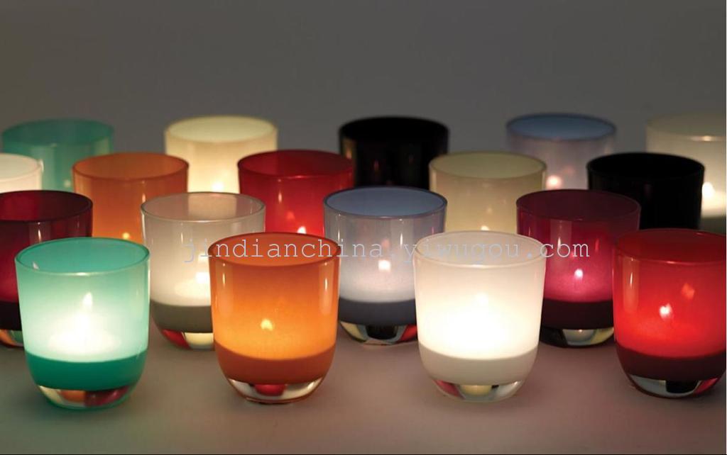 Christmas glass candleholder spray color glass candle cups-glass handicrafts wholesale bar, wrought iron candle holder 