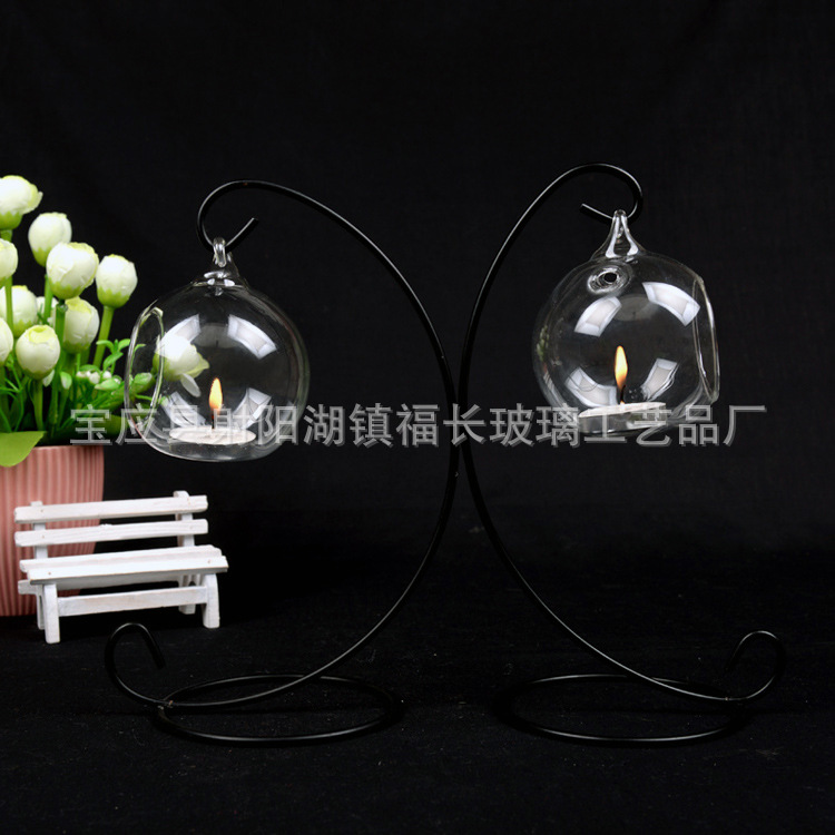 Spherical Glass Candlestick European-Style Hanging Transparent Glass Candlestick Candleholder Spherical Glass Candlestick European-Style Hanging Transparent Glass Candlestick Candleholder