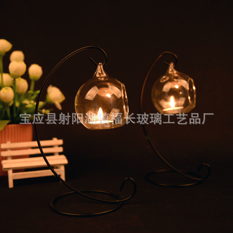 Spherical Glass Candlestick European-Style Hanging Transparent Glass Candlestick Candleholder Spherical Glass Candlestick European-Style Hanging Transparent Glass Candlestick Candleholder