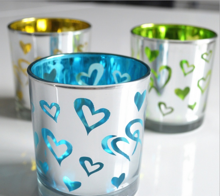 Valentine's Day Gift glass candle cups Heart-shaped pattern candleholder Valentine's Day Gift glass candle cups Heart-shaped pattern candleholder