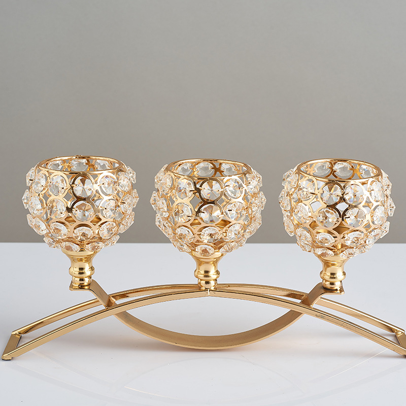 Hot Nordic Crystal Candlestick Amazon Geometric Wrought Iron Candlestick Decoration Candleholder