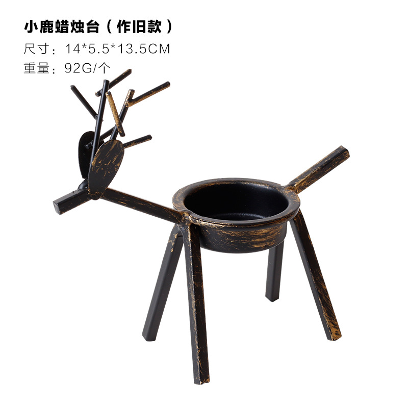 Cross-Border Spot Christmas Decorations Candle Holder Creative European Blackdeer Candleholder Cross-Border Spot Christmas Decorations Candle Holder Creative European Blackdeer Candleholder