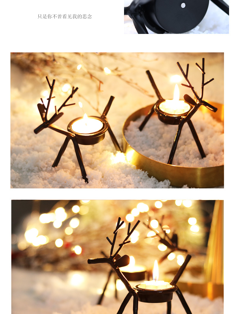 Cross-Border Spot Christmas Decorations Candle Holder Creative European Blackdeer Candleholder Cross-Border Spot Christmas Decorations Candle Holder Creative European Blackdeer Candleholder