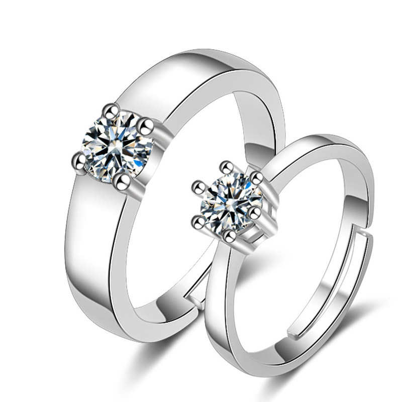 Couple Ring Men and Women Couple Rings Simulation Diamond Ring Open Zircon Ring Classic Ring Wholesale Jewelry Factory TikTok
