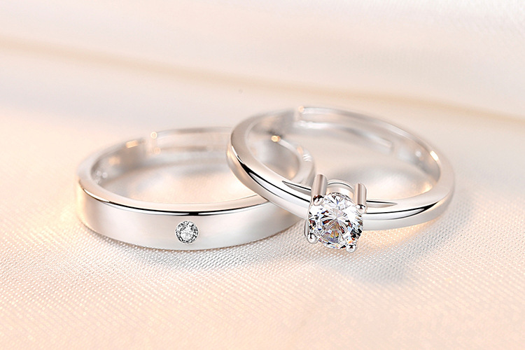 Couple Ring Men and Women Couple Rings Simulation Diamond Ring Open Zircon Ring Classic Ring Wholesale Jewelry Factory TikTok