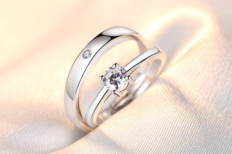 Couple Ring Men and Women Couple Rings Simulation Diamond Ring Open Zircon Ring Classic Ring Wholesale Jewelry Factory TikTok