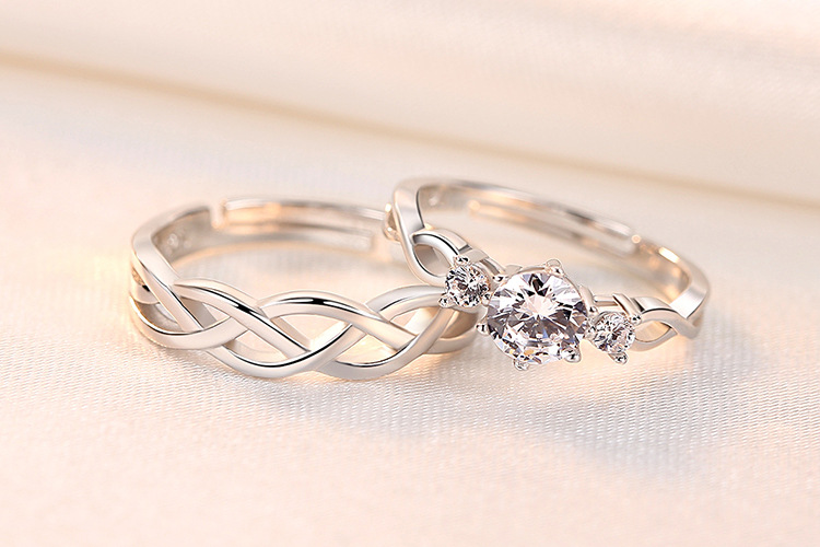 Couple Ring Men and Women Couple Rings Simulation Diamond Ring Open Zircon Ring Classic Ring Wholesale Jewelry Factory TikTok