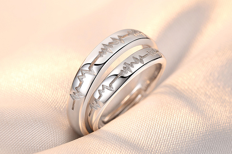 Couple Ring Pair Men and Women Simple Fashion Temperament Korean Style Crown Zircon Couple Rings Opening Wedding Simulation Diamond Ring