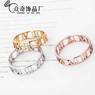 Jeweled Rose Gold Cold Wind Couple Couple Rings Internet Celebrity Titanium Steel Ring Fashion Manufacturer Couple Rings