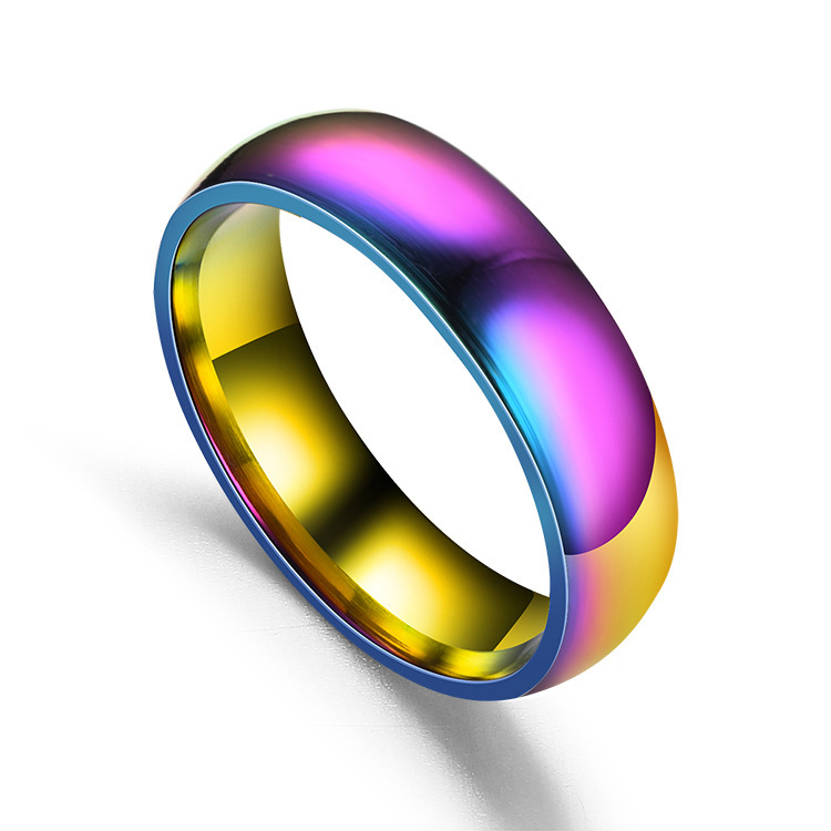 Cross-Border E-Commerce Hot Sale Simple Stainless Steel Glossy 6mm Arc Titanium Steel Ring European and American/Korean Couple Rings Ring