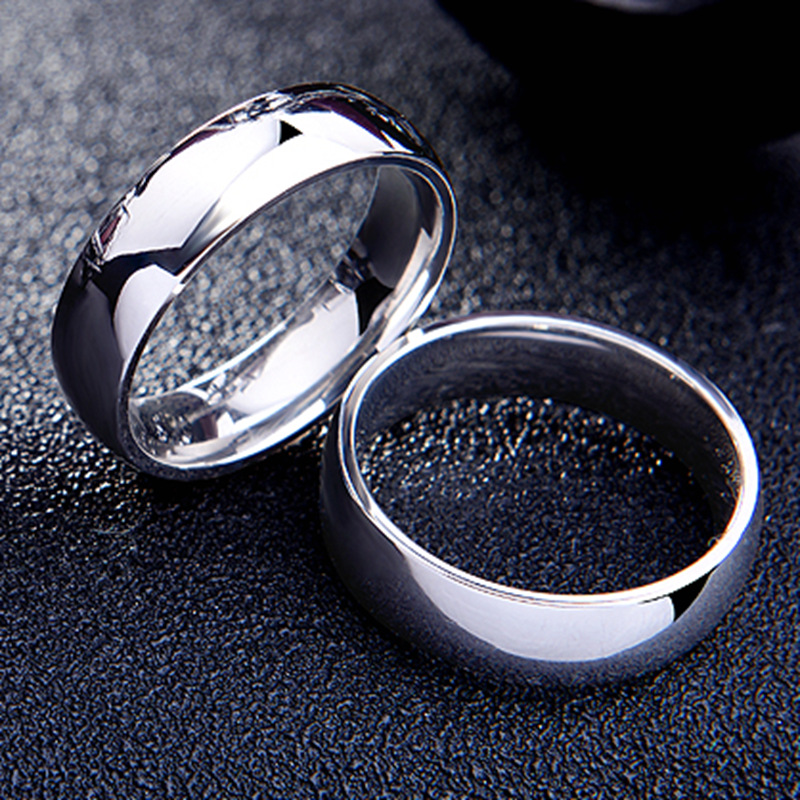 Cross-Border E-Commerce Hot Sale Simple Stainless Steel Glossy 6mm Arc Titanium Steel Ring European and American/Korean Couple Rings Ring
