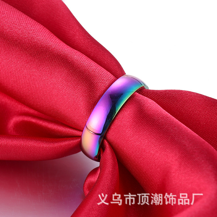 Cross-Border E-Commerce Hot Sale Simple Stainless Steel Glossy 6mm Arc Titanium Steel Ring European and American/Korean Couple Rings Ring