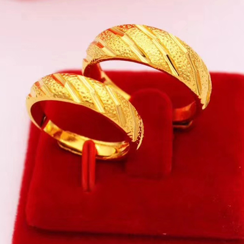 Vietnam Placer Gold Meteor Shower Couple Rings Brass Gold Plated Starry Ring Couple Fashion Ring Factory Direct Supply