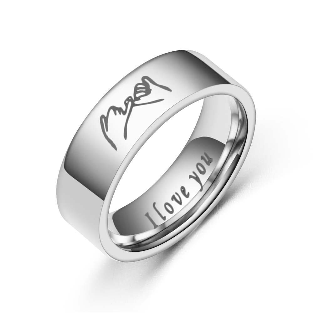 European and American New Titanium Steel Couple Ring I Love YoY Handle Stainless Steel Couple Couple Rings Hand Jewelry
