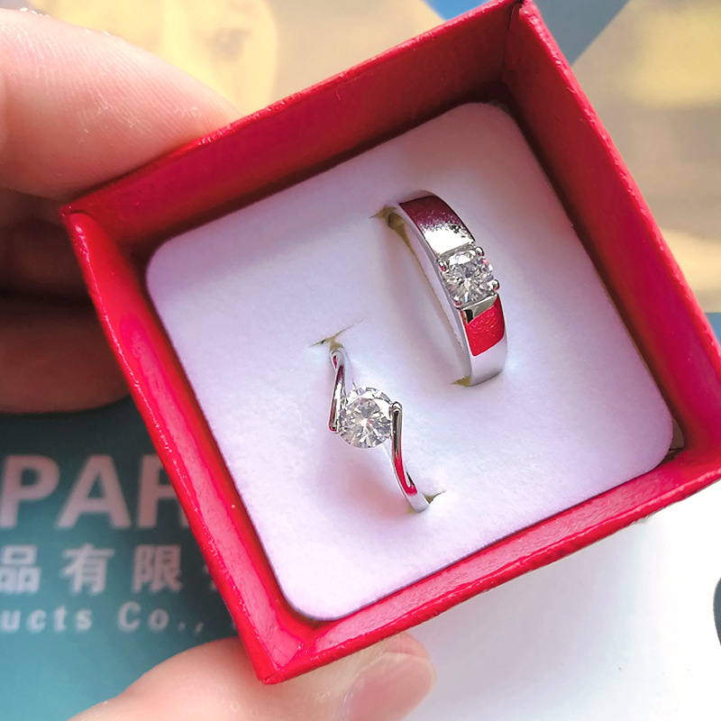 Couple Couple Rings Open Diamond Ring European and American Style Ring Set Simple Japanese and Korean Silver Ring Female Ins Adjustable Jewelry Ring Couple Couple Rings Open Diamond Ring European and American Style Ring Set Simple Japanese and Korean Silver Ring Female Ins Adjustable Jewelry Ring