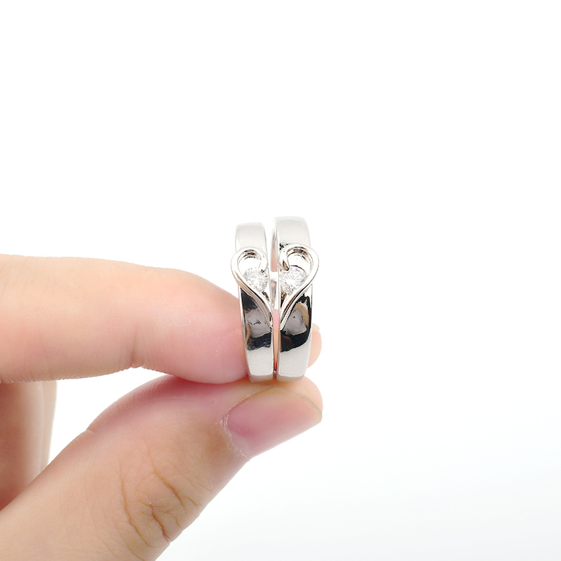 Couple Couple Rings Open Diamond Ring European and American Style Ring Set Simple Japanese and Korean Silver Ring Female Ins Adjustable Jewelry Ring Couple Couple Rings Open Diamond Ring European and American Style Ring Set Simple Japanese and Korean Silver Ring Female Ins Adjustable Jewelry Ring
